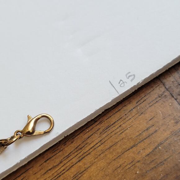 Elegant Vintage Champagne Lampwork Bead Necklace with 24 inch Gold Tone Chains - Picture 5 of 10